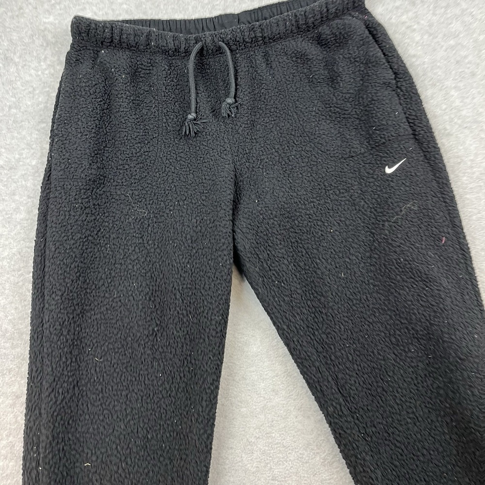 Nike Womens Pants Black 2X Jogger Loose Fit High Rise Sherpa Fleece Tapered